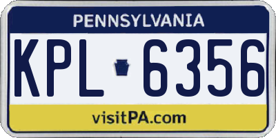PA license plate KPL6356