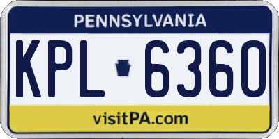PA license plate KPL6360