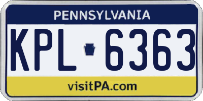 PA license plate KPL6363