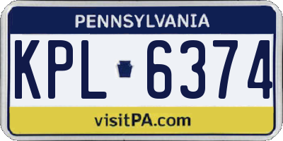 PA license plate KPL6374