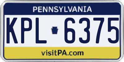 PA license plate KPL6375