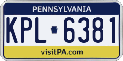 PA license plate KPL6381
