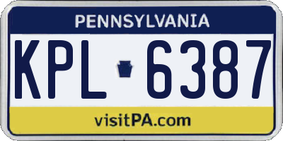 PA license plate KPL6387