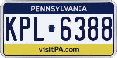 PA license plate KPL6388