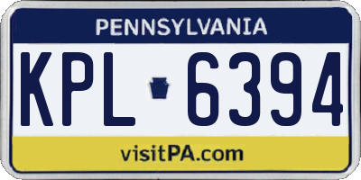 PA license plate KPL6394