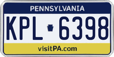 PA license plate KPL6398