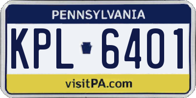 PA license plate KPL6401
