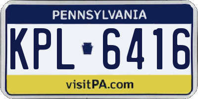 PA license plate KPL6416