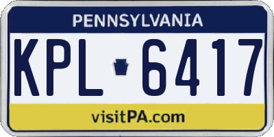 PA license plate KPL6417