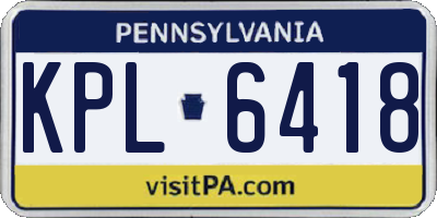 PA license plate KPL6418