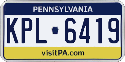 PA license plate KPL6419