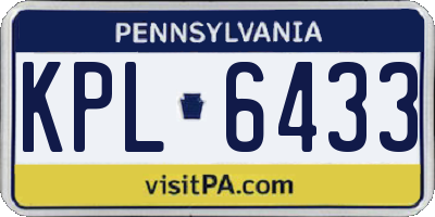 PA license plate KPL6433
