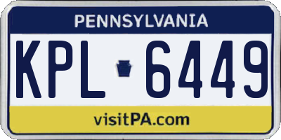 PA license plate KPL6449