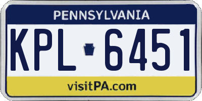 PA license plate KPL6451