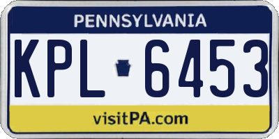 PA license plate KPL6453