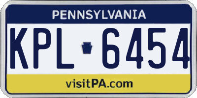 PA license plate KPL6454