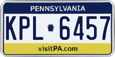 PA license plate KPL6457