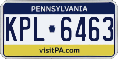 PA license plate KPL6463
