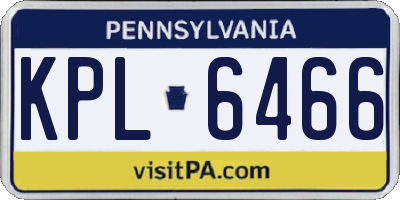 PA license plate KPL6466