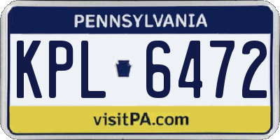 PA license plate KPL6472