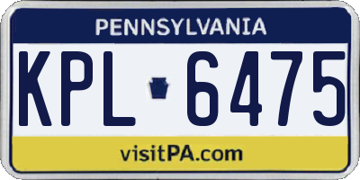 PA license plate KPL6475
