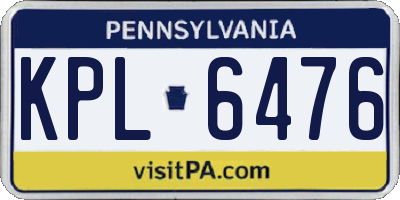 PA license plate KPL6476