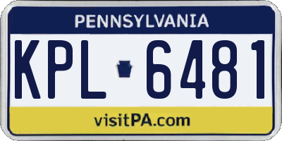 PA license plate KPL6481