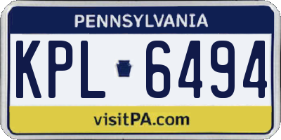 PA license plate KPL6494