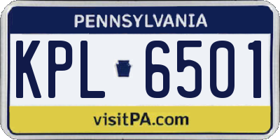 PA license plate KPL6501