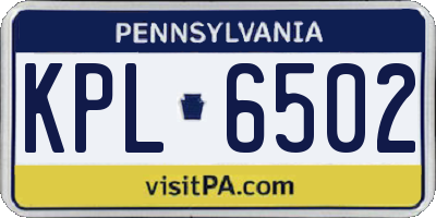 PA license plate KPL6502