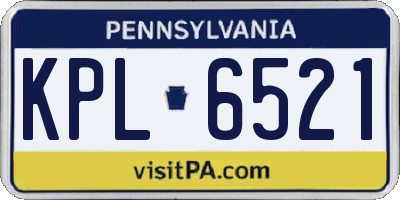 PA license plate KPL6521