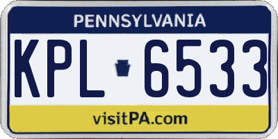 PA license plate KPL6533