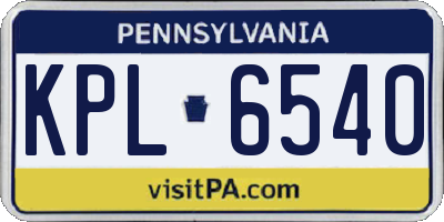 PA license plate KPL6540