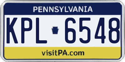 PA license plate KPL6548