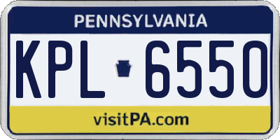 PA license plate KPL6550