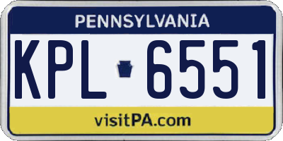 PA license plate KPL6551