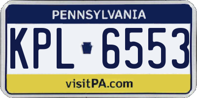 PA license plate KPL6553