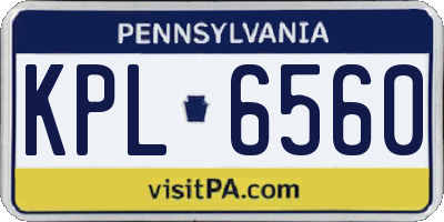 PA license plate KPL6560