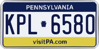PA license plate KPL6580