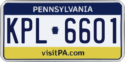 PA license plate KPL6601