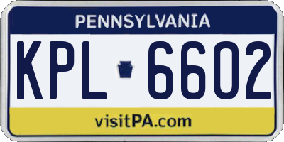 PA license plate KPL6602