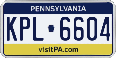 PA license plate KPL6604
