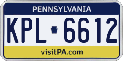 PA license plate KPL6612