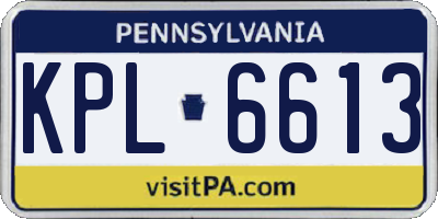PA license plate KPL6613