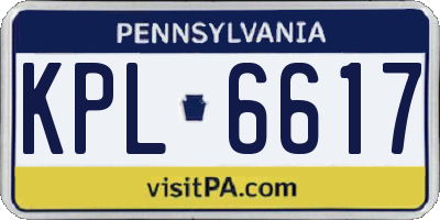 PA license plate KPL6617