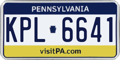 PA license plate KPL6641