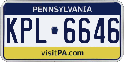 PA license plate KPL6646