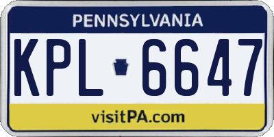 PA license plate KPL6647