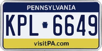 PA license plate KPL6649