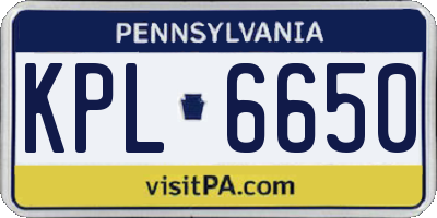 PA license plate KPL6650